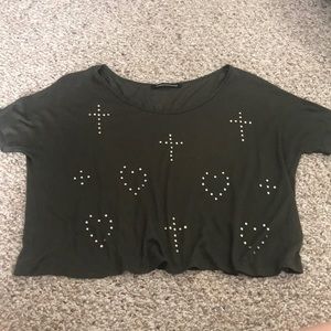 Studded cotton crop top